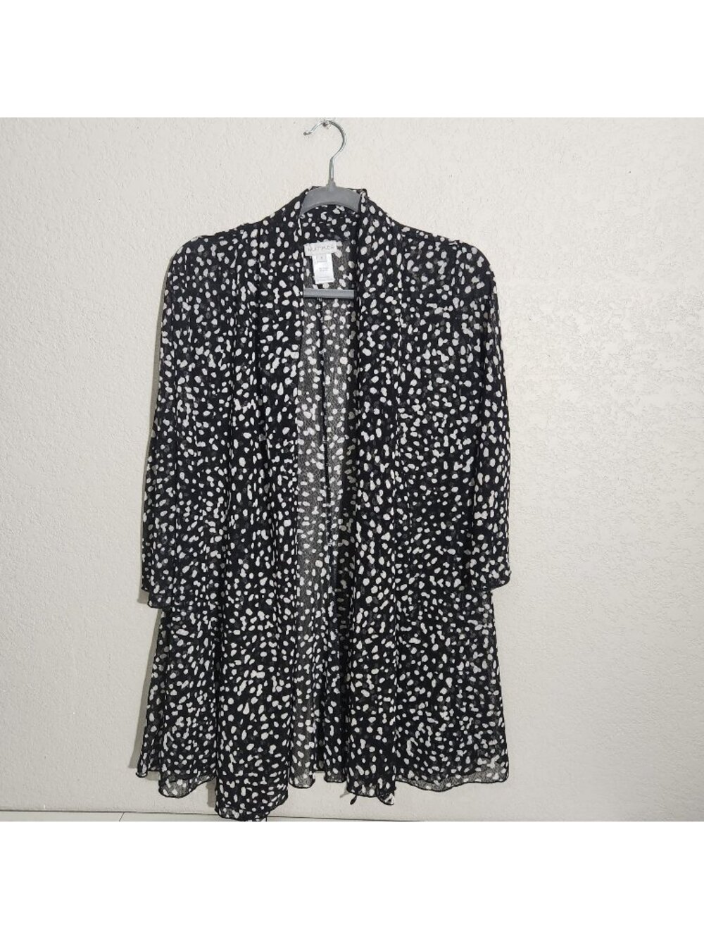 Multiples Sheer Womens Open Cardigan Black/White Small Polka Dot Style